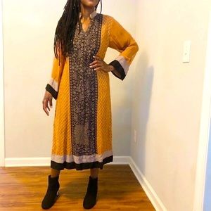 Handmade Kaftan Tunic Dress Sleeves Metallic SM